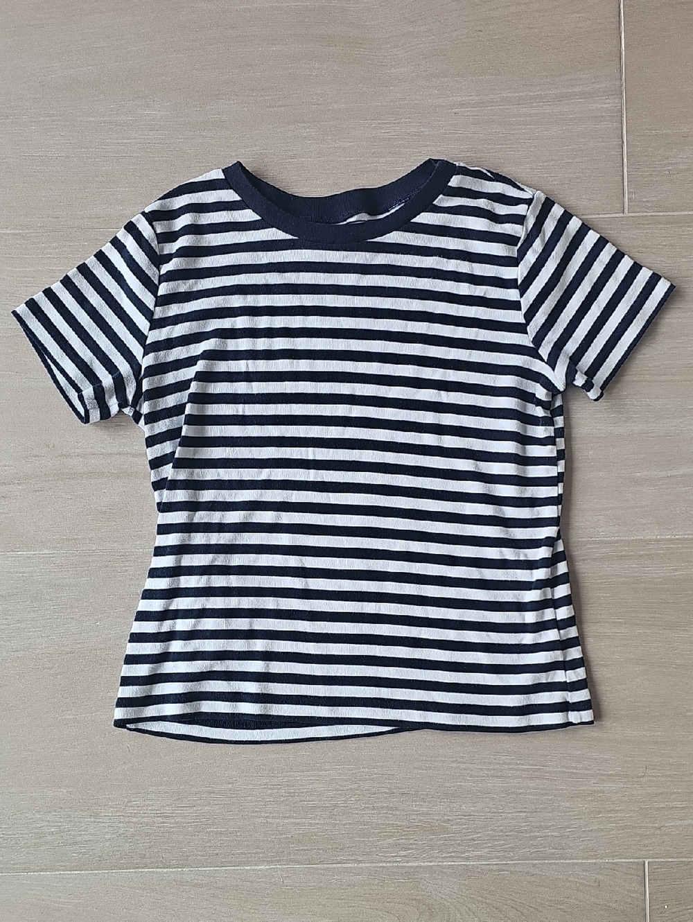 Velvet by Graham & Spencer Navy and White Striped Short Sleeve Tee